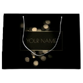 ブラック金ゴールドミニマル名高級ブランディングライト ラージペーパーバッグ (正面)