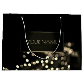 ブラック金ゴールドミニマル名高級ブランディングライト ラージペーパーバッグ (裏面)