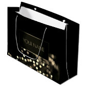 ブラック金ゴールドミニマル名高級ブランディングライト ラージペーパーバッグ (正面アングル)