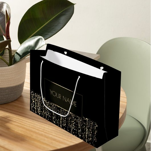 ブラック金ゴールドミニマル名高級ブランディングライト ラージペーパーバッグ