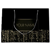 ブラック金ゴールドミニマル名高級ブランディングライト ラージペーパーバッグ (正面)