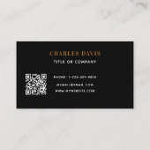 ブラック金ゴールドミニマルQrコードロゴ 名刺 (裏面)