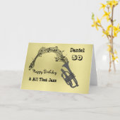 ブラック金ゴールドミュージックテーマハッピーバースデー カード (黄色い花)