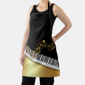 ブラック金ゴールドミュージックノート、ピアノ鍵パーソナライズされた- エプロン (インサイチュ)