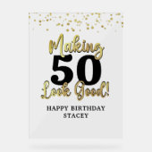 ブラック金ゴールドメイキングAGE良い名前紙吹雪 アクリルサイン (正面)