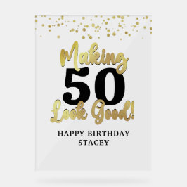 ブラック金ゴールドメイキングAGE良い名前紙吹雪 アクリルサイン