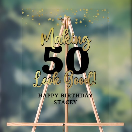 ブラック金ゴールドメイキングAGE良い名前紙吹雪 アクリルサイン (ニュートラル)