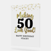 ブラック金ゴールドメイキングAGE良い名前紙吹雪 アクリルサイン (傾斜)