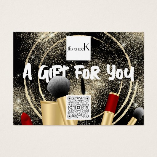 ブラック金ゴールドメイクアップアーティストロゴQR 100点 (正面)