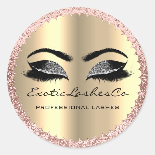 ブラック金ゴールドメイクアップグリッターのラッシュ包装バラ ラウンドシール (正面)