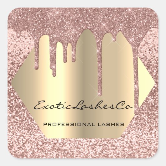 ブラック金ゴールドメイクアップグリッターまばゆみクリーナードリップ スクエアシール (正面)