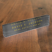 ブラック金ゴールドメタリック企業のカスタムプロフェッショナル デスクネームプレート (側面)