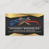 ブラック金ゴールドメタル | スポーツカーレンチロゴ 名刺 (正面)