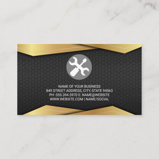 ブラック金ゴールドメタル |レンチ車のロゴ名刺 名刺 (裏面)