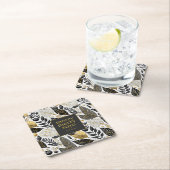 ブラック金ゴールドメリークリスマスパターン#21 ID1009 スクエアペーパーコースター (インサイチュ)