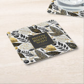 ブラック金ゴールドメリークリスマスパターン#21 ID1009 スクエアペーパーコースター (アングル)