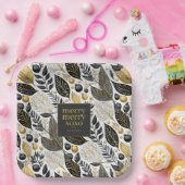 ブラック金ゴールドメリークリスマスパターン#21 ID1009 ペーパープレート (パーティー)