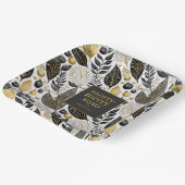 ブラック金ゴールドメリークリスマスパターン#21 ID1009 ペーパープレート (傾斜あり)