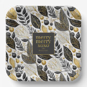 ブラック金ゴールドメリークリスマスパターン#21 ID1009 ペーパープレート (正面)