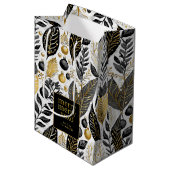 ブラック金ゴールドメリークリスマスパターン#21 ID1009 ミディアムペーパーバッグ (正面アングル)