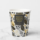 ブラック金ゴールドメリークリスマスパターン#21 ID1009 紙コップ (正面)