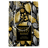 ブラック金ゴールドメリークリスマスパターン#22 ID1009 ミディアムペーパーバッグ (正面)