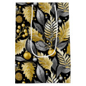 ブラック金ゴールドメリークリスマスパターン#22 ID1009 ミディアムペーパーバッグ (裏面)