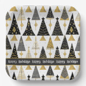 ブラック金ゴールドメリークリスマスパターン#25 ID1009 ペーパープレート (正面)