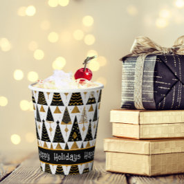 ブラック金ゴールドメリークリスマスパターン#25 ID1009 紙コップ