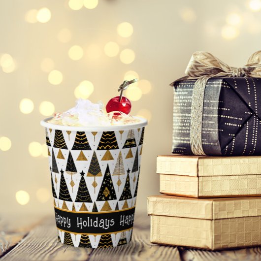 ブラック金ゴールドメリークリスマスパターン#25 ID1009 紙コップ