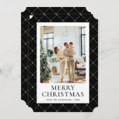ブラック金ゴールドメリークリスマスフォト シーズンカード (正面/裏面)