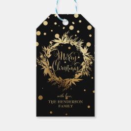 ブラック金ゴールドメリークリスマスユーカリリース ギフトタグ