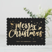 ブラック金ゴールドメリークリスマス書道 シーズンカード (スタンド正面)