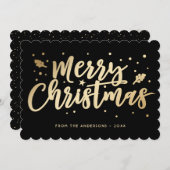 ブラック金ゴールドメリークリスマス書道 シーズンカード (正面/裏面)