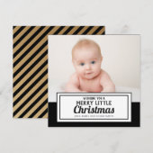 ブラック金ゴールドメリーリトルクリスマスファミリー写真 シーズンカード (正面/裏面)