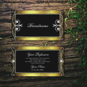 ブラック金ゴールドモザイク華美オーナメントスパークルダイヤモンド 名刺