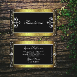 ブラック金ゴールドモザイク華美オーナメントスパークルダイヤモンド 名刺