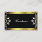 ブラック金ゴールドモザイク華美オーナメントスパークルダイヤモンド 名刺 (正面)