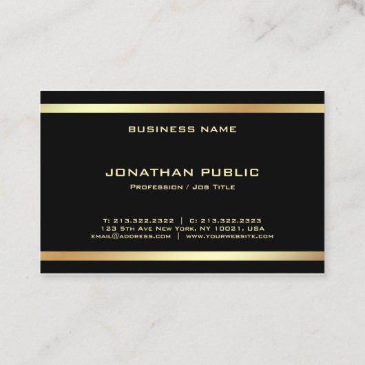 ブラック金ゴールドモダンのエレガントプロフェッショナルテンプレート 名刺 (裏面)
