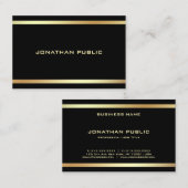 ブラック金ゴールドモダンのエレガントプロフェッショナルテンプレート 名刺 (正面/裏面)