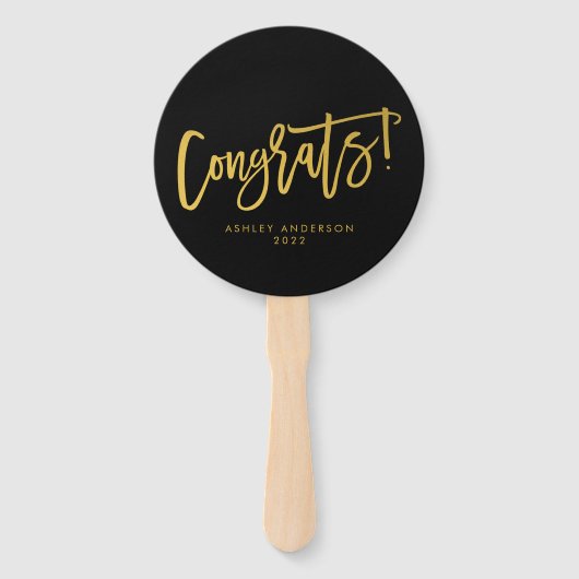 ブラック金ゴールドモダンシックおめでとう大学院写真 ハンドファン (正面)