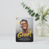 ブラック金ゴールドモダンスクリプトフォト卒業招待状 エンクロージャーカード (スタンド正面)