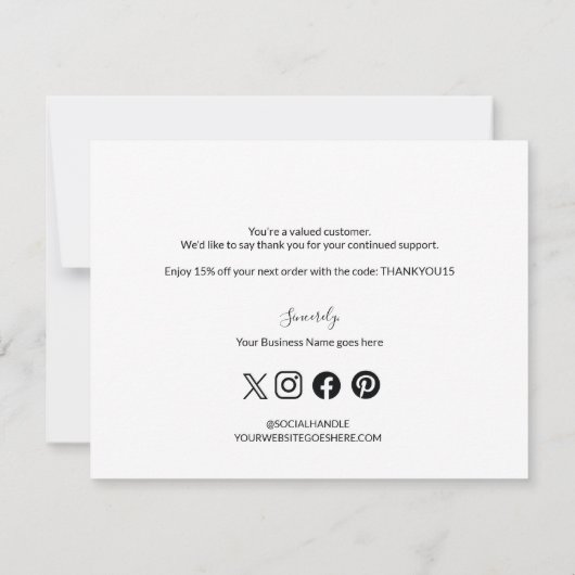 ブラック金ゴールドモダンスモールビジネスディスカウントオファー サンキューカード (裏面)