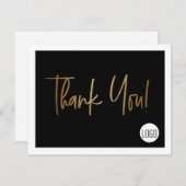 ブラック金ゴールドモダンスモールビジネスディスカウントオファー サンキューカード (正面/裏面)