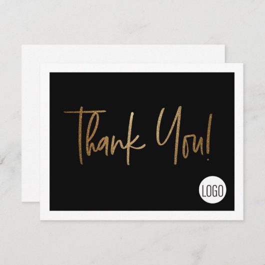 ブラック金ゴールドモダンスモールビジネスディスカウントオファー サンキューカード (正面/裏面)