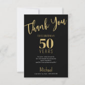 ブラック金ゴールドモダンタイポグラフィの誕生日 サンキューカード (正面)