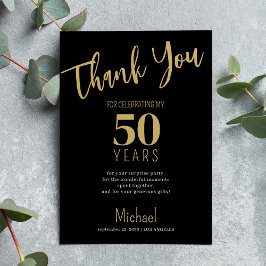 ブラック金ゴールドモダンタイポグラフィの誕生日 サンキューカード