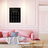 ブラック金ゴールドモダンハート結婚の座席表 ポスター