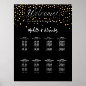 ブラック金ゴールドモダンハート結婚の9席表 ポスター (正面)