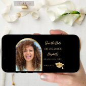 ブラック金ゴールドモダンフォトアーチ卒業パーティー セーブザデート